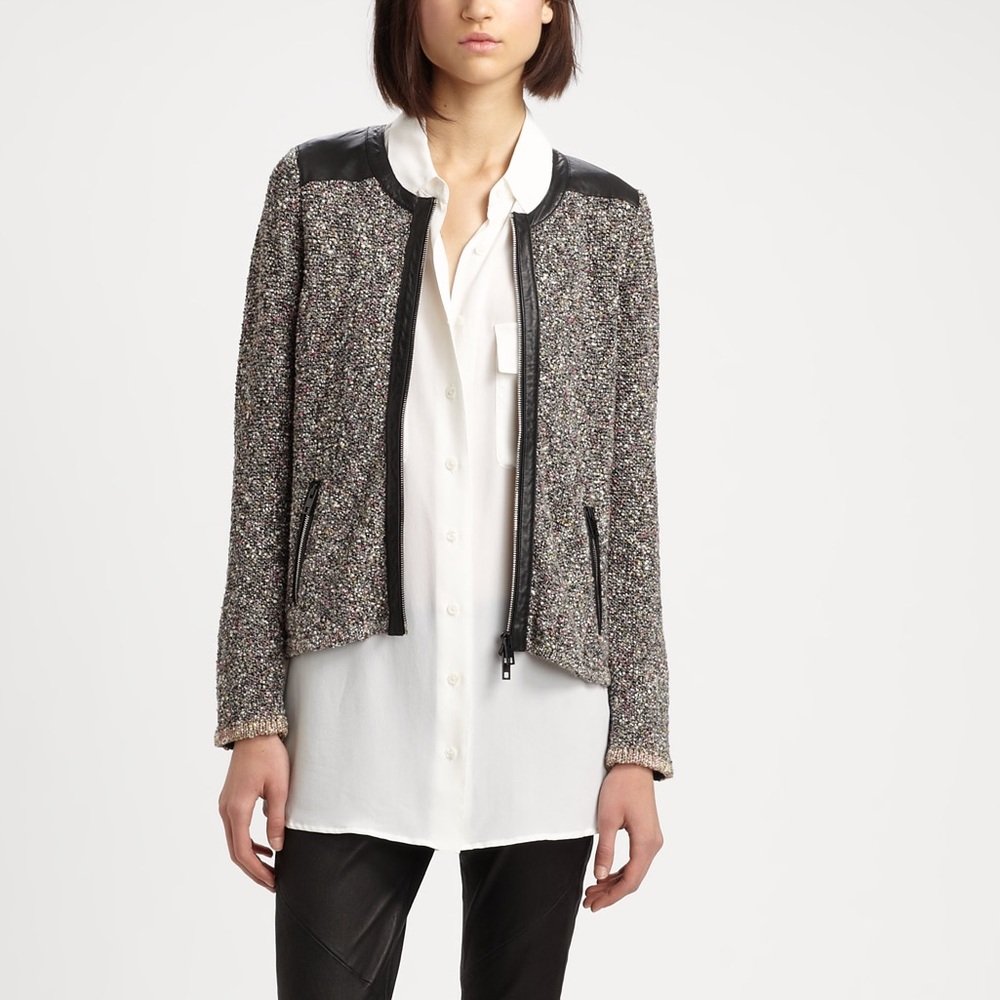 Rag & Bone bouclé jacket with leather trim